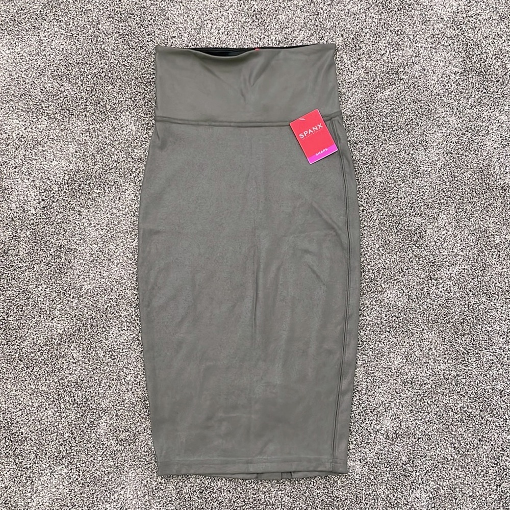 Faux Leather Midi Skirt by Spanx